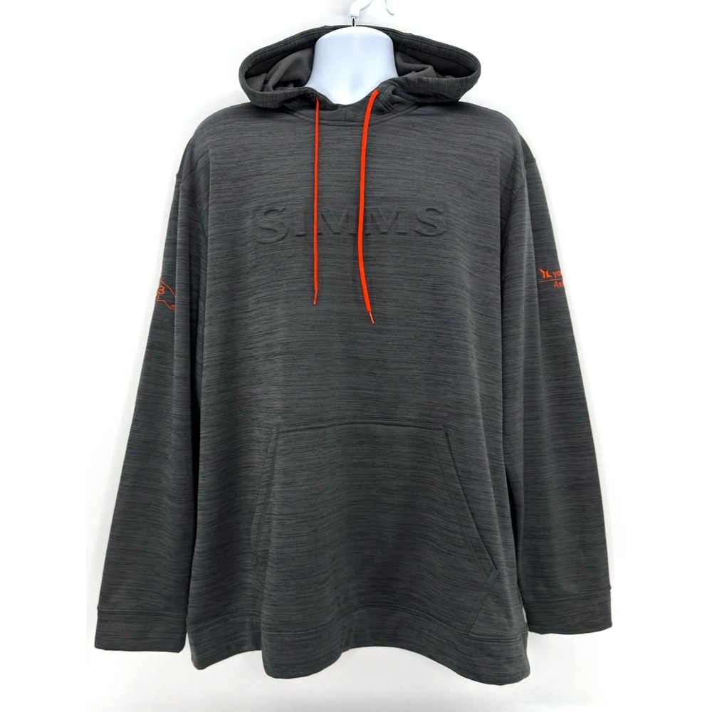 Simms Challenger Hoodie Mens XL Gray Fishing Pullover Fleece Logo Outdoor